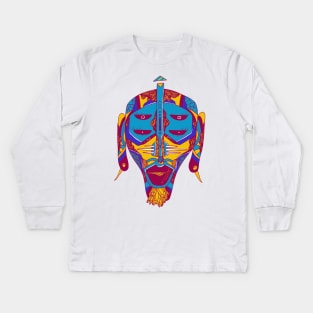 Triad African Mask No 11 Kids Long Sleeve T-Shirt